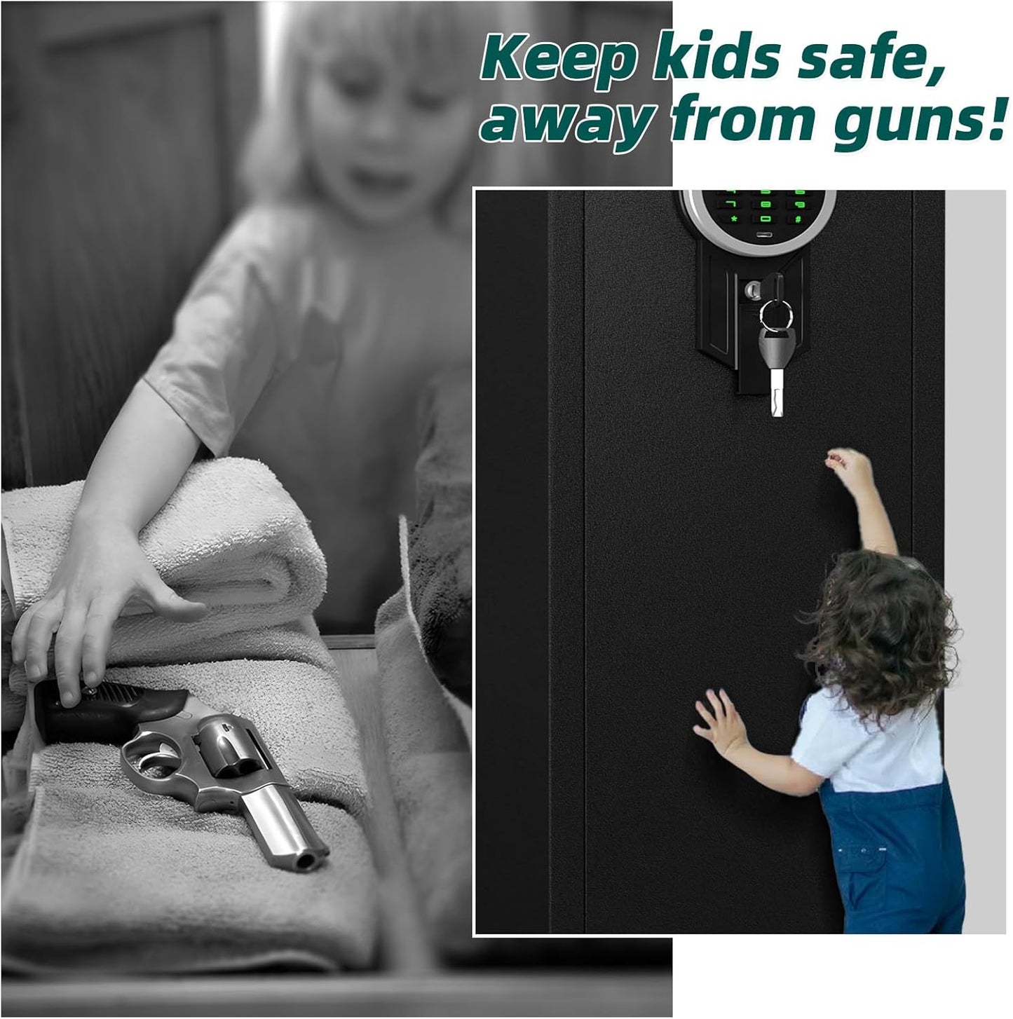 Kavey 5-8 Gun Safe, Long Gun Safe for Home Rifle and Pistols with Backlit Keypad, Quick Access Gun Cabinet with LED Light and Removable Shelf