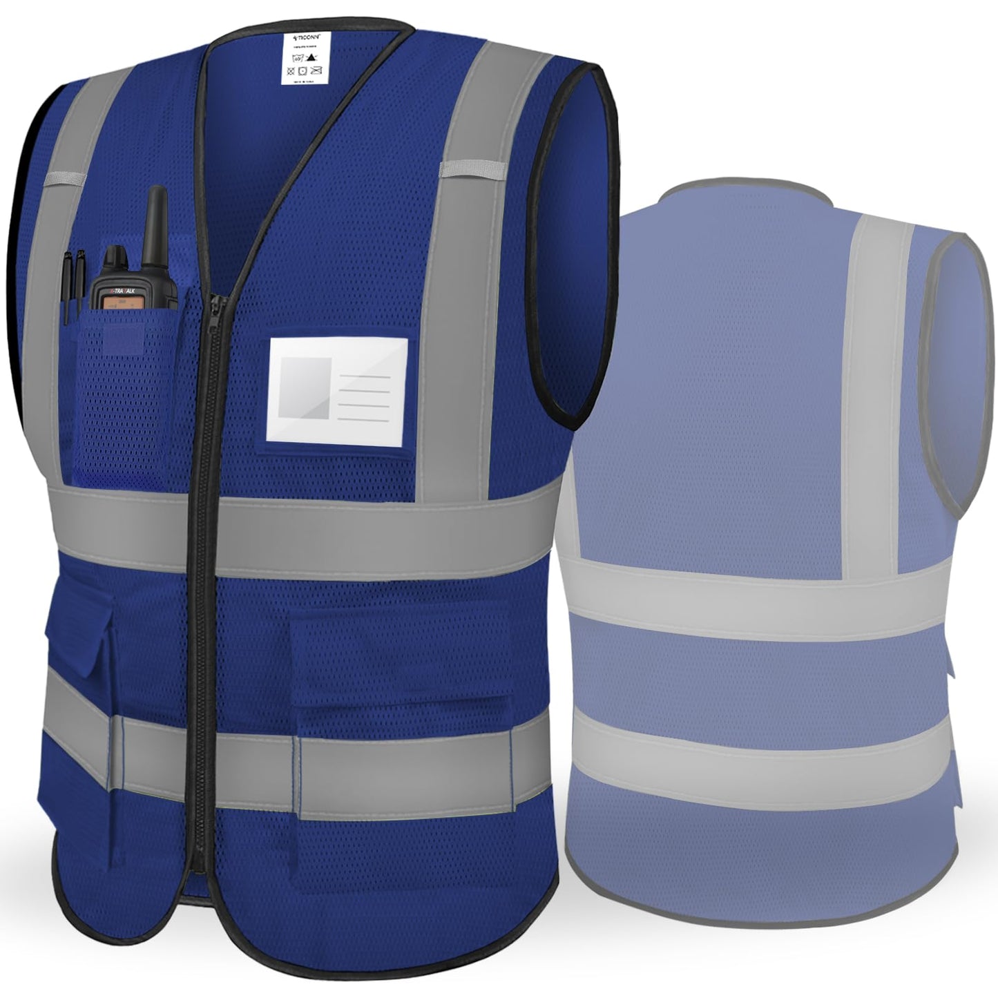TICONN Reflective Safety Vest High Visibility Class II Mesh Vest for Women & Men Meets ANSI Standards (1PK, Blue, 2XL)