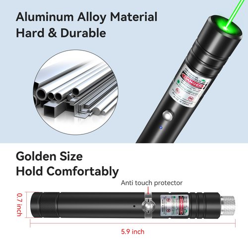 MIPREZT [Professional] Rechargeable Green Line Light Flashlight Long Distance Range for TV/LED/LCD Screens Tactical Flashlights Presentation Office/Outdoors/Astronomic/Construction [001]