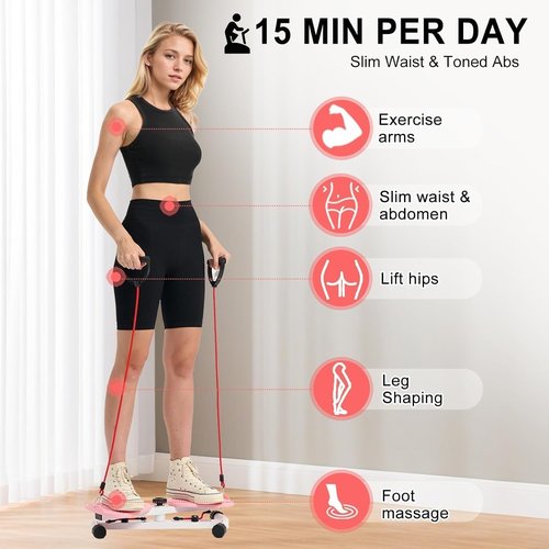 Flexforge Pilates Twister, Flexforge Core Trainer, Waist Twister Machine with Resistance Bands, Exercise Twist Boards Twisting Waist Machine, 330lbs Capacity, for Women/Men (Blue)