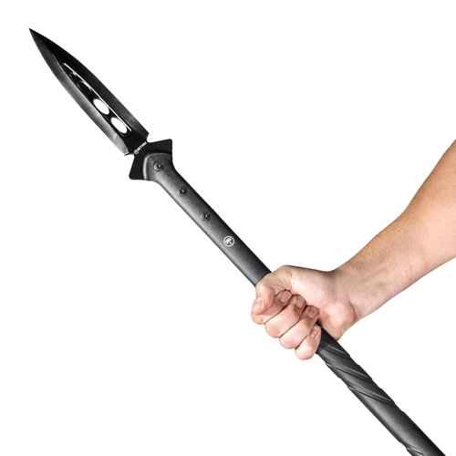 STAK 11803 Survival Spear, 44" Tactical Spear for Camping, Bushcraft, and Hunting, 8" Double-Edged Stainless Steel Blade with Fiberglass Handle and Snap Sheath