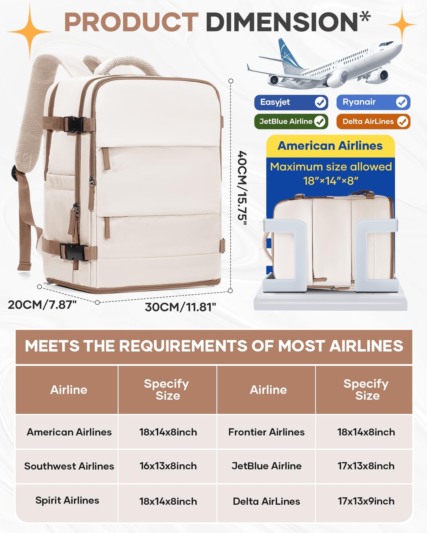 coofay Travel Backpack Carry on Flight Approved Mochila De Viaje Personal Item Backpack for Airlines Frontier Airlines Personal Item Bag Large Backpacks for Travel Backpacks for Men Women