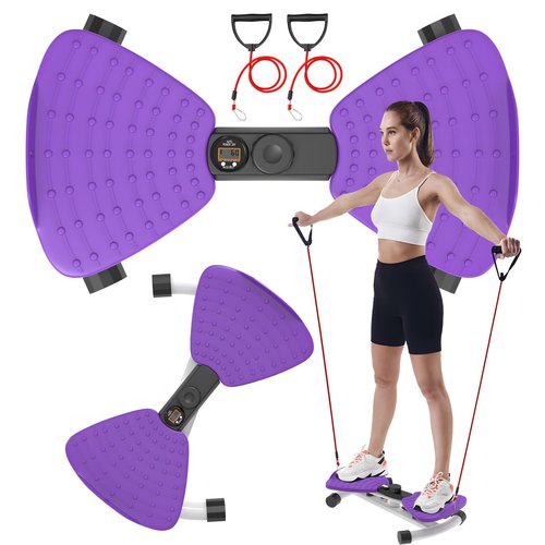 renZEC Waist Twister Machine, Adjustable Exercise Twist Board for Women Men, Noiseless Ab Twister for Home Gym Equipment, 330 lbs Capacity | Track Time, Reps, Calories with Digital Display (Purple)