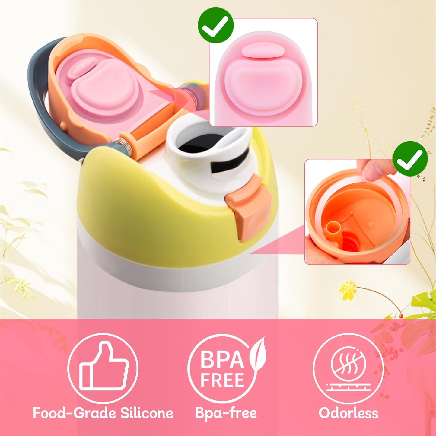 BMSQOFD 6 Sets Replacement Lid Rubber Seal Stopper and O Ring Gasket Compatible with Owala FreeSip 24 32 oz,Water Bottle Top Insert Cap Parts for Owala 16/19/24/25/32/40oz Mouthpiece Accessories QQ6