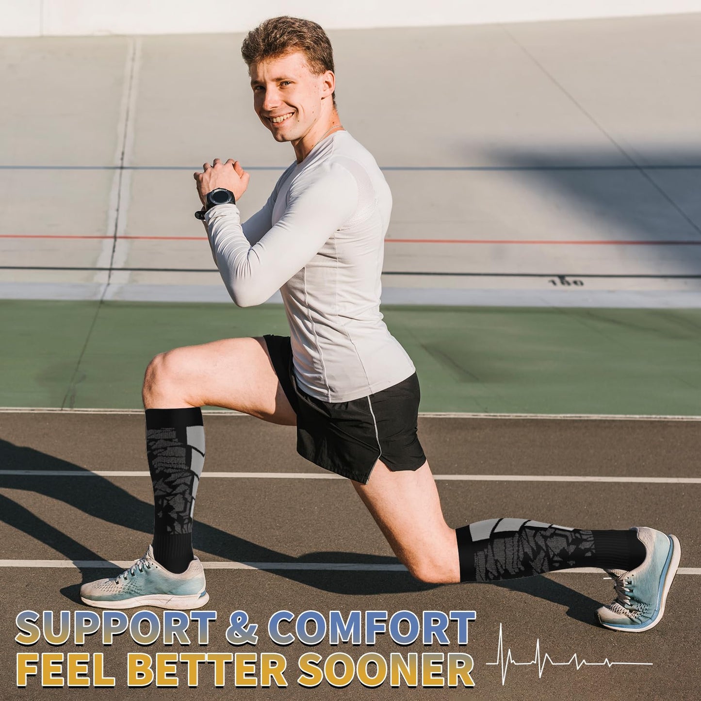 Sooverki Graduated Copper Compression Socks for Men & Women Circulation 8 Pairs 15-20mmHg - Best for Running Athletic Cycling