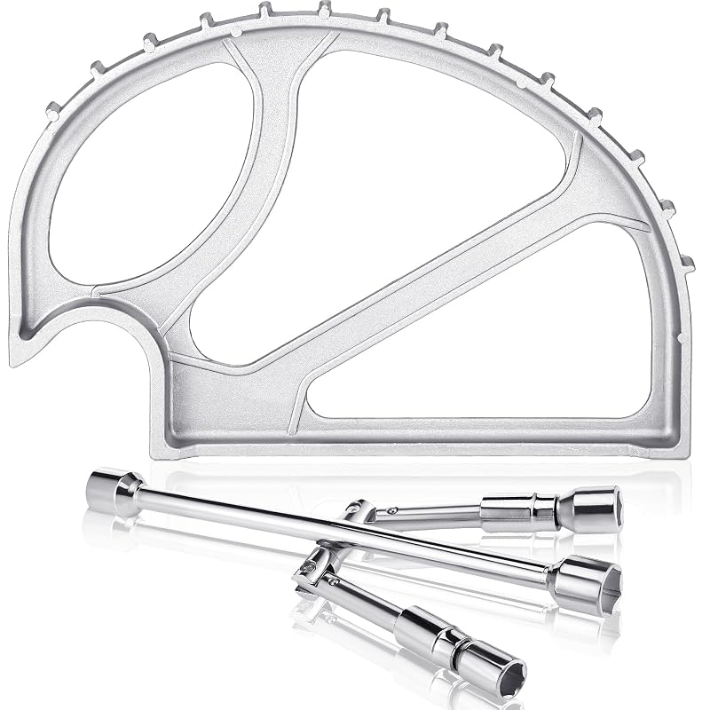 Lasnten 2 Ton Boat Trailer Jack with 14in Universal Folding Lug Wrench Set - Silver