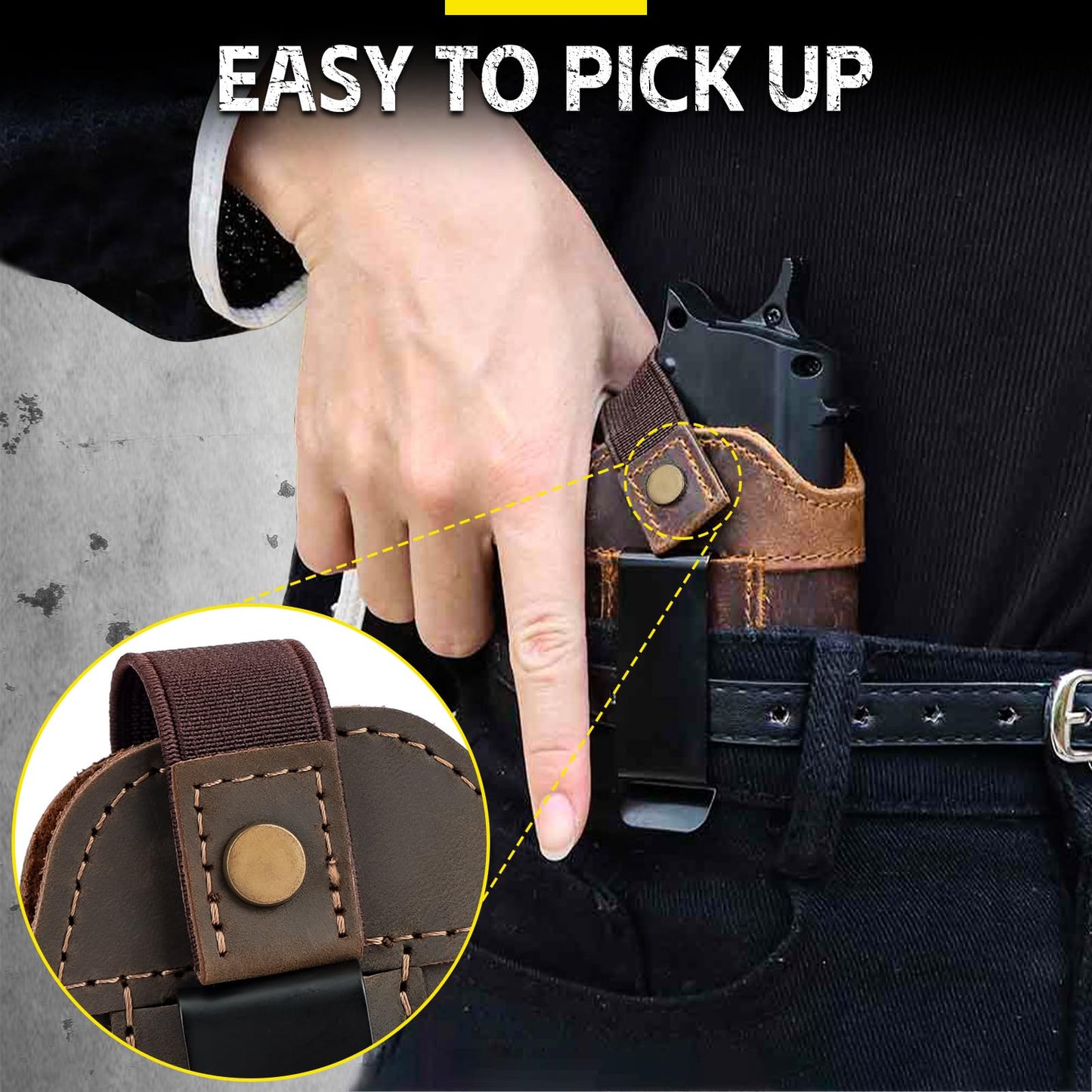 IWB/OWB Universal Leather Gun Holster for Men Women Right/Left Concealed Carry Holster Fits Glock 17/19/23/26/42/43X Taurus G2/G2C/G3C Sig P365 P320 Springfield Hellcat M&P 9mm Shield Most Size Pistol