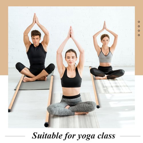 Hiboom 6 Pcs 5ft Yoga Stick Natural Bamboo Exercise Stick with Non-Slip Rubber Ends Stretching Tool Posture Corrector Stretch Tool for Flexibility, Workout, Balance Fitness(57 Inch)