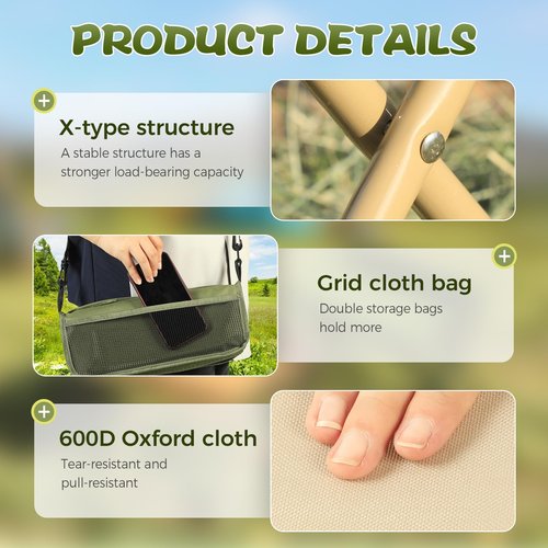 hoehew 2025 New Portable Stool for Mountaineering and Hiking, Lightweight Foldable Stool with Carrying Bag, Outdoor Footstool for Picnic Hiking Fishing (#Black, Large)