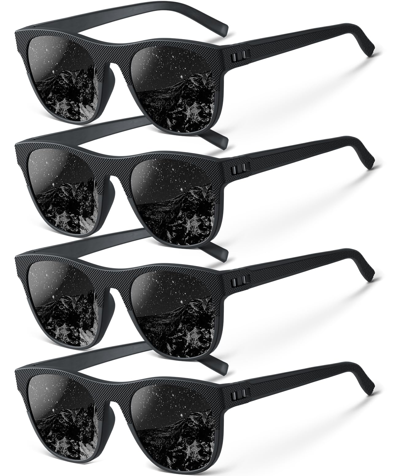 IKTOD 4 Pack Polarized Sunglasses for Men and Women,UV Protection Mens Sun Glasses for Fishing Running Cycling Driving (4 Pack-Black/Black/Black/Black-M03)