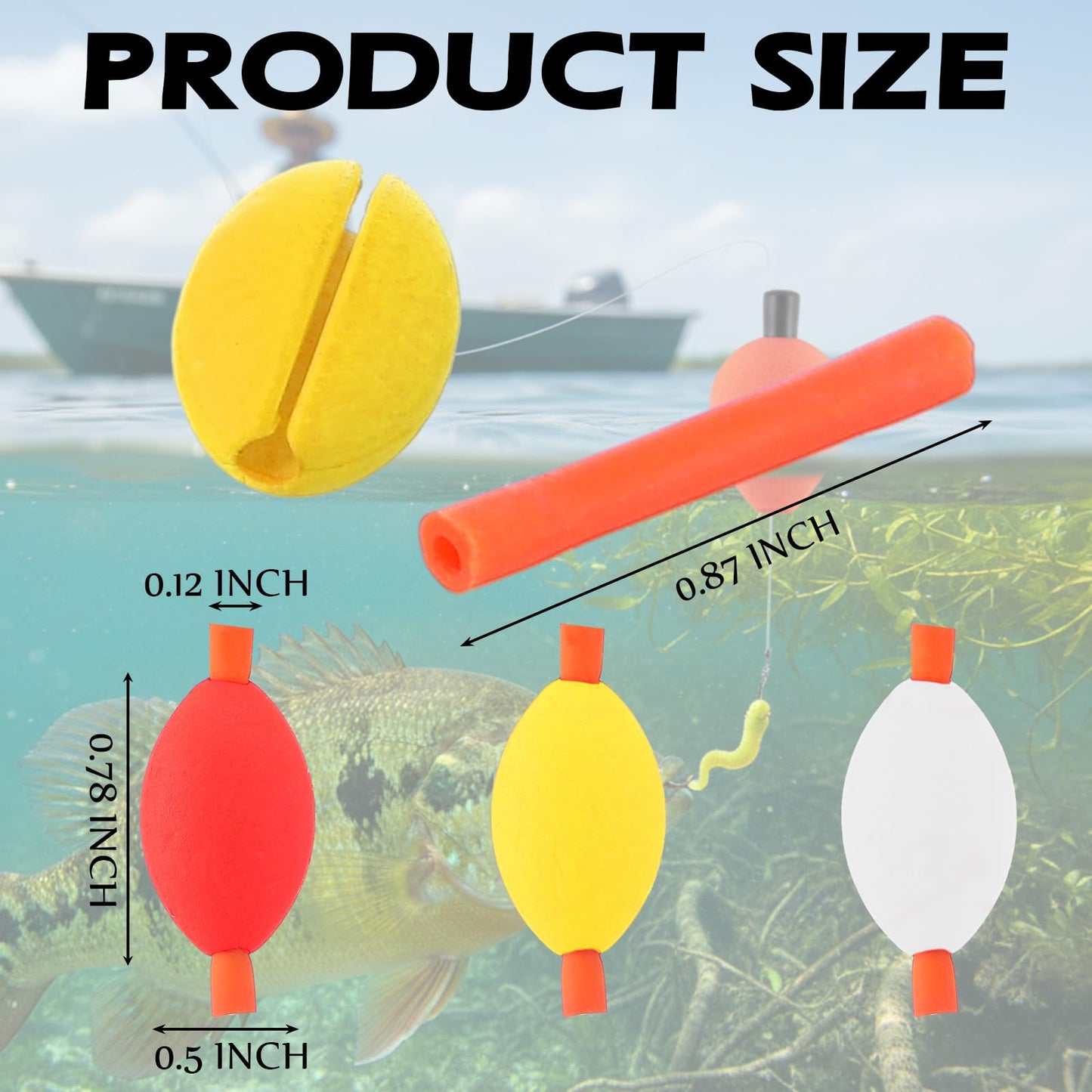 Tasdurian 30pcs Oval Fly Fishing Floats Strike Indicators - Yellow, Red, White Teardrop Fishing Bobbers for Fly Fish Accessories Trout Offshore Saltwater Freshwater