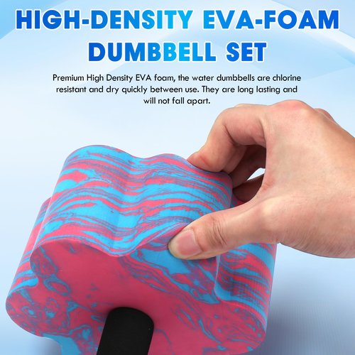 Aquatic Exercise Dumbbells, 2PCS Aqua Fitness Barbells, Flowers High-Density EVA-Foam Water Workouts, Pool Weights Dumbbells Set for Water Exercise, Aerobics Weight Loss, Pool Fitness (Pink+Blue)