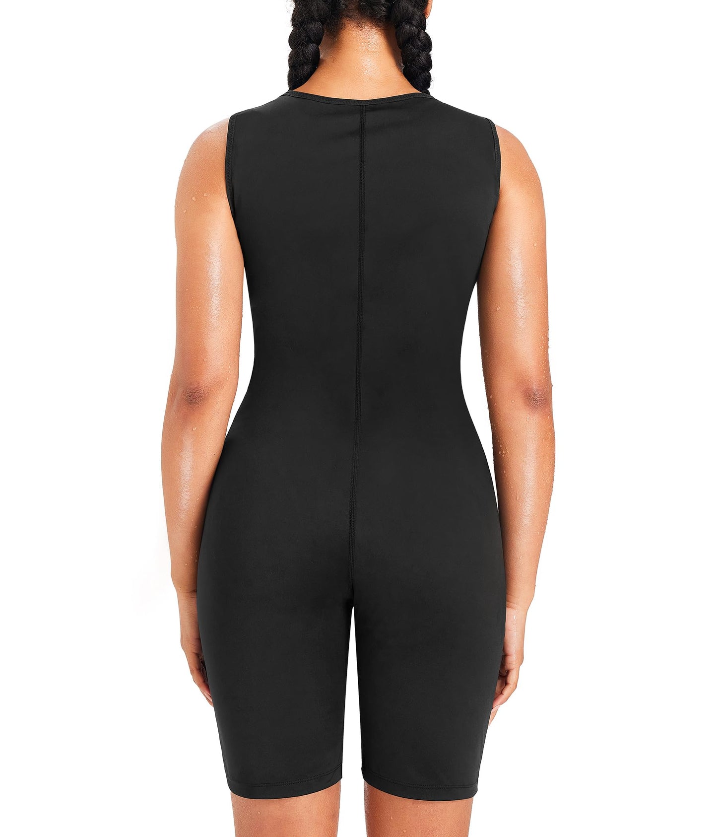 Junlan Sauna Suit for Women Full Body Sweat Jumpsuit for Working Out(Black,Large)