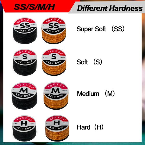 CUEELF Billards Cue Tip with Clear SS/S/M/H Black Laminated 14mm Pool Cue Tip 8 Layers of Skin Cue Stick Tip Professional Billiards Accessories-2 pcs