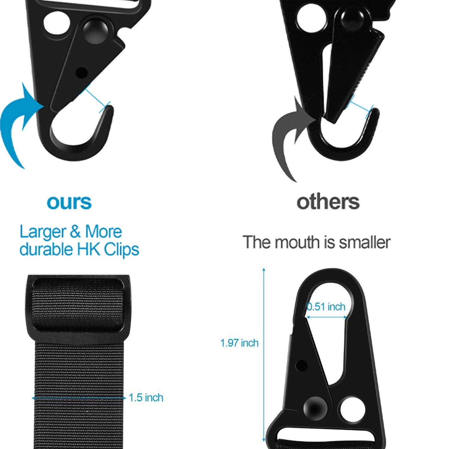 Bengor Two Point Traditional Sling with Attachments Mounts, Adjustable Extra Long Rifle Sling for Rifle with 2 Pack 1.25" QD Swivel Mounts for M-Rail