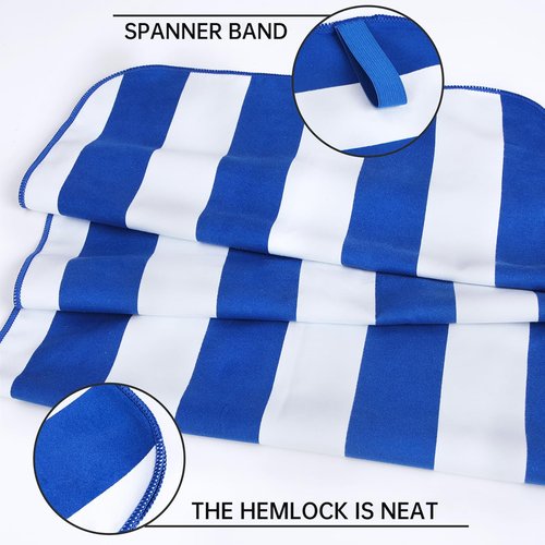 LxjNkers 2-Pack Microfiber Beach Towels Set (63"x31.5" + 31.5"x16") | Oversized Quick Dry Sand Free Travel Towel for Beach Pool Gym Camping (Blue)