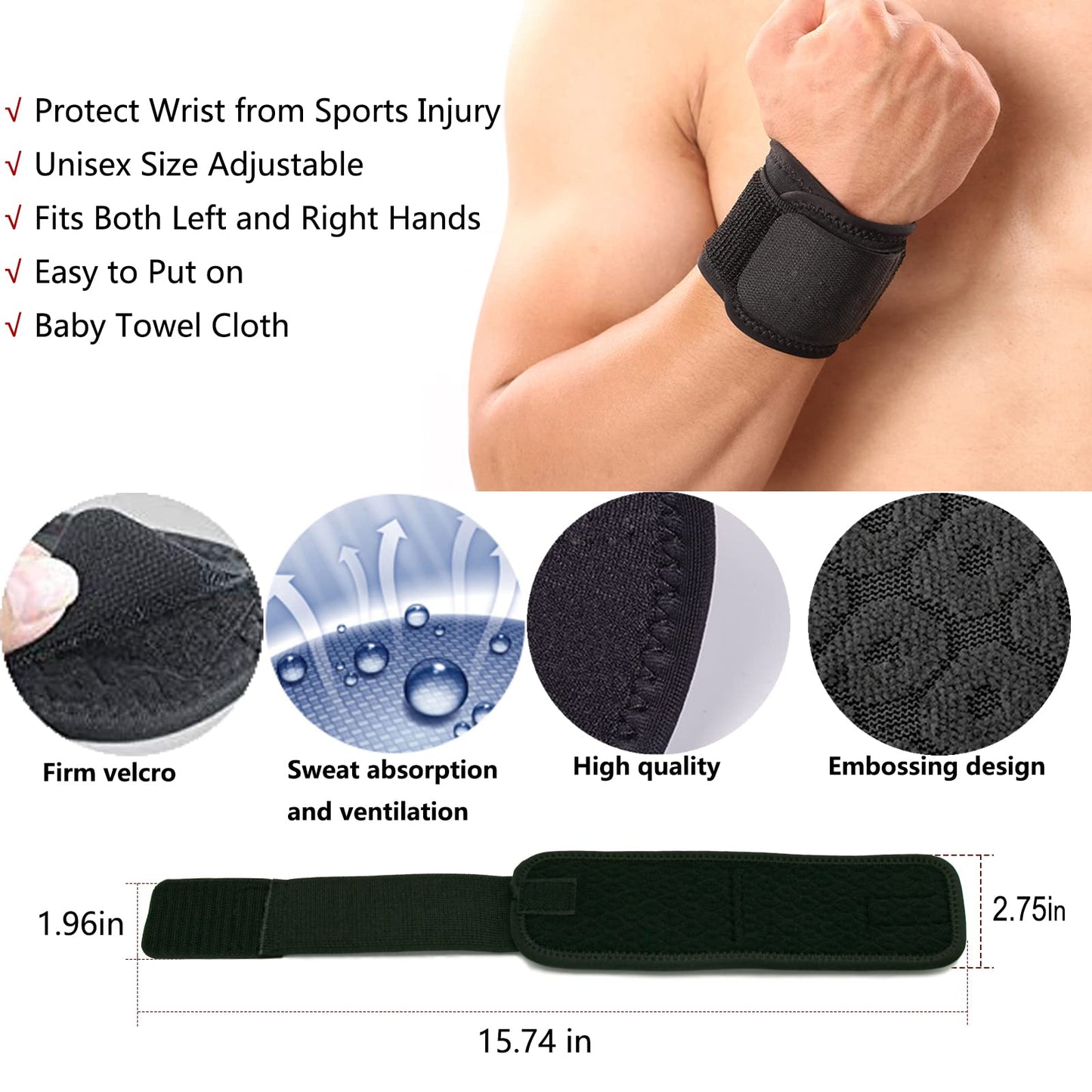 AMYONE Wrist Brace, 2 PACK Wrist Wraps for Carpal Tunnel for women and men. Wrist Support and Compression Wrist Bands for Working Out, Wrist Pain Relief, Unisex, Wear Anywhere and Adjustable
