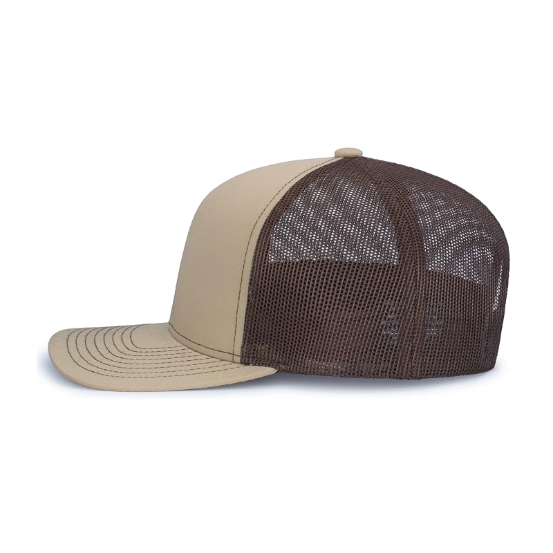 Pacific Headwear Khaki/Brown One Size Contrast Stitch Trucker Snapback