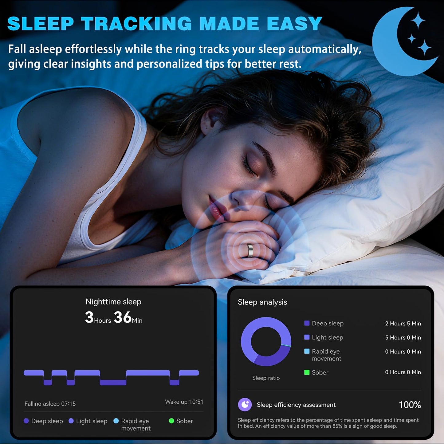 S SECRETTOP Smart Ring Health Tracker for Women, Fitness Ring Sleep Tracker, Fast Charging for Long-Lasting Use, Pedometer Exercise, Monitor Sleep, SpO2f (Silver 12)