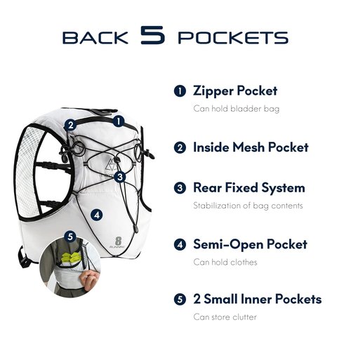 Haimont Hydration Backpack Running for Men Women, Running Vest Pack with Breathable Mesh for Trail Running, Hiking, M, White