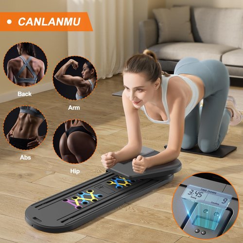 Pilates Board,Pilates Reformer Sets,Multifunctional Abdominal Pilates Board for Home Workout Equipment,Portable Foldable Ab Board Pilates Exercise Machine,Pilates Reformer Board for Women,Deep Black