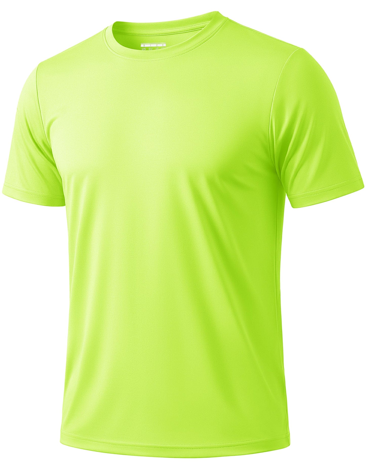 KEFITEVD Short Sleeve Fishing Shirts for Men UPF 50+ Sun Protection Shirts Swim UV Athletic Workout T-Shirts Breathable Shirts Fluorescent Green