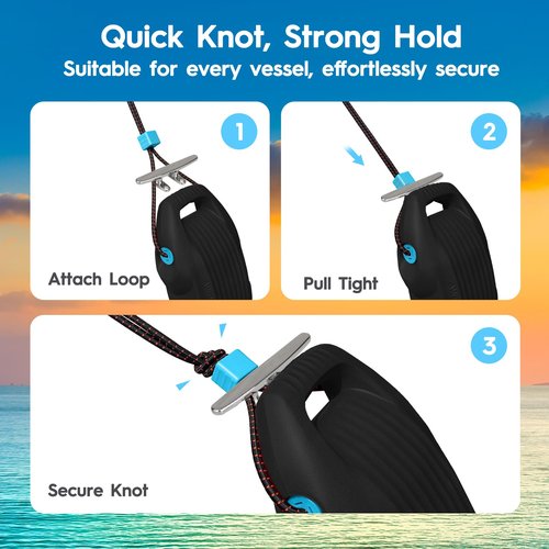 AWEMUFA EVA Boat Fenders 2 Pack, Large Boat Bumpers for Docking Black Boat Buoys Bumpers, Boat Bumpers for Docking Ideal for Pontoon Boat, Fishing Boat, PWC and Jet Ski