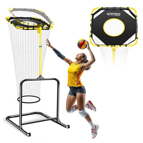 Volleyball Setter Training Net, Volleyball Training Equipment with 5 Adjustable Heights (4.6-10 FT), Serve Trainer Equipment with 7 Angles for Serving, Spiking & Setting Drills
