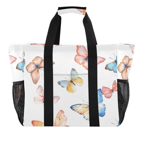 ALAZA Flying Butterflies in Watercolor Waterproof Beach Tote Bags for Travel Camping, Exercise