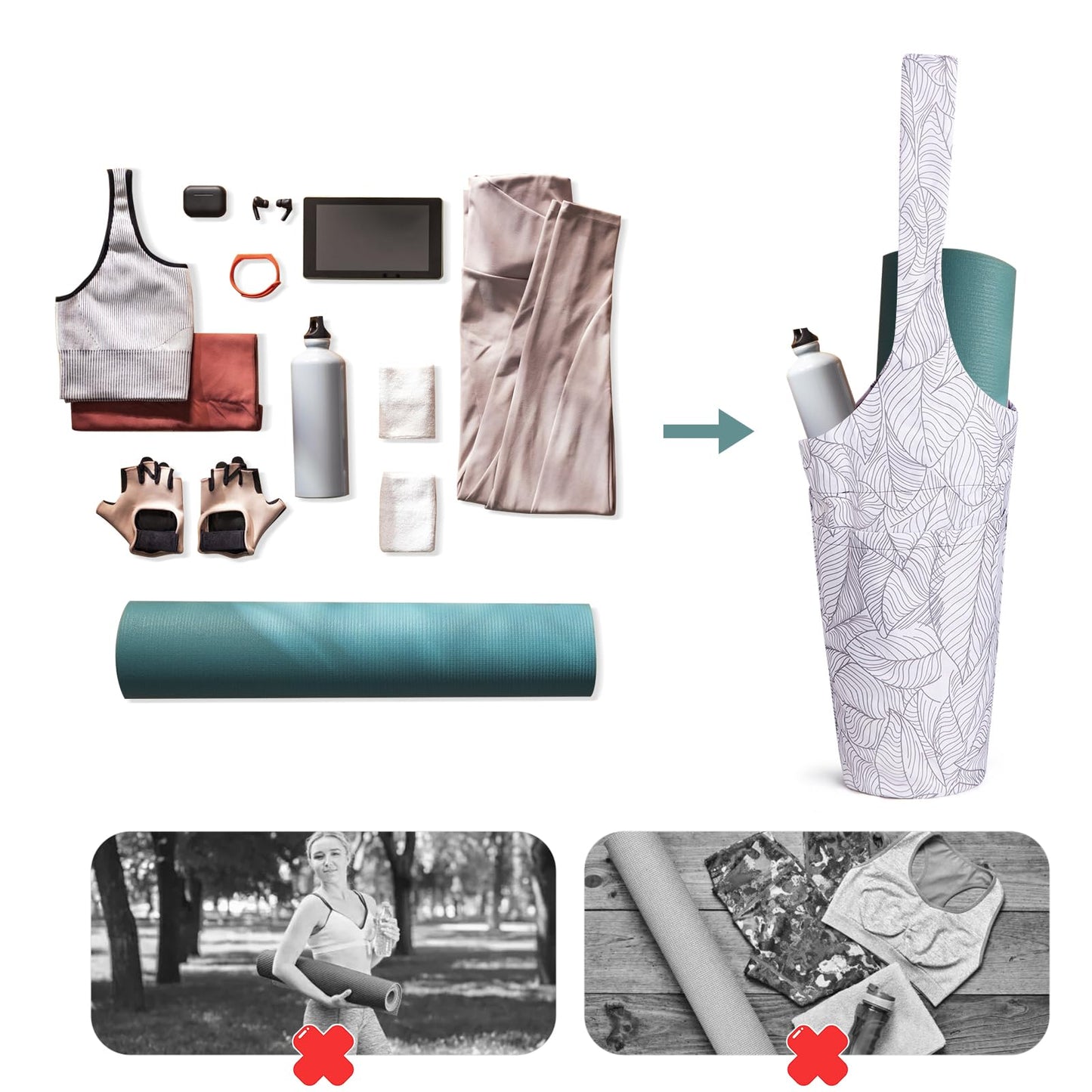 IwIeIaIrI Yoga Mat Bag - Gym Accessories For Women,Large Exercise Mat Straps Yoga Bags And Carriers Fits Most Your Workout Stuff