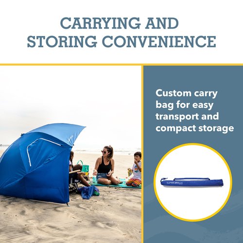 Sport-Brella Super-Brella SPF 50+ Sun and Rain Canopy Umbrella for Camping, Beach and Sports Events (8-Foot, Blue)