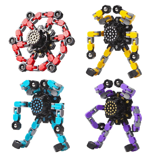 Gokeey Transformable Fidget Spinners Toys 4 Pcs for Kids and Adults Stress Relief Sensory Toys for Boys and Girls Age 8-13 Fingertip Gyros Party Favors Birthday Gifts for Teens Road Trip Travel Toy