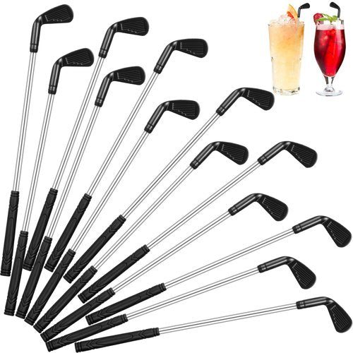 Domensi 12 Pcs Golf Coffee and Cocktail Stirrers Plastic Golf Club Appetizers Stirrers Cocktail Pick for Drink Coffee Liquor Cake Golfing Gifts Party Favors Decorations (Classic Style)