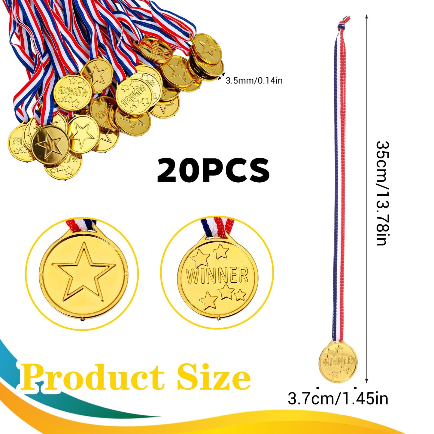 Nogeqi 30 Pieces Medals for Kids Gold Medals for Awards Plastic Winner Award Medal for Sports Competitions Games Party Gifts