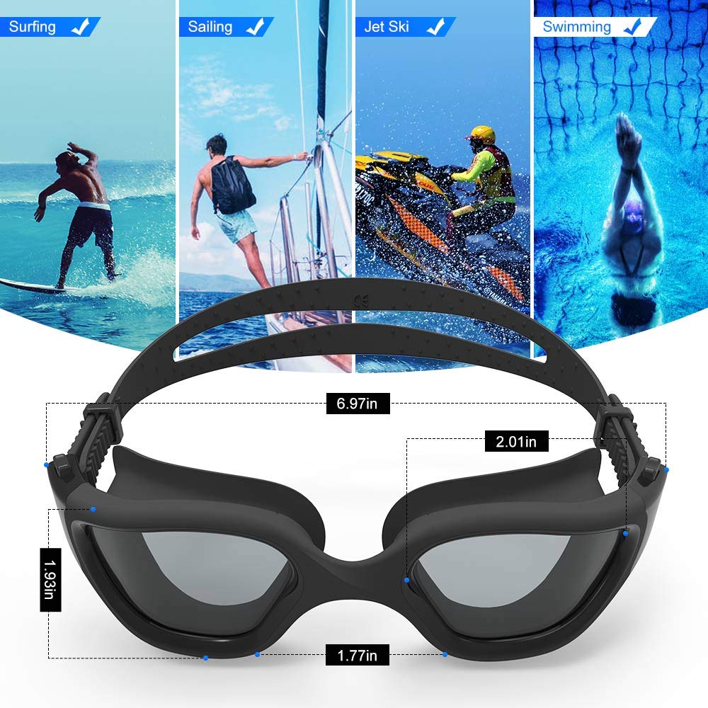 ZIONOR Swim Goggles, Upgraded G1 Polarized Swimming Goggles Anti-fog for Adult Men Women A5 (Polarized + Smoke)