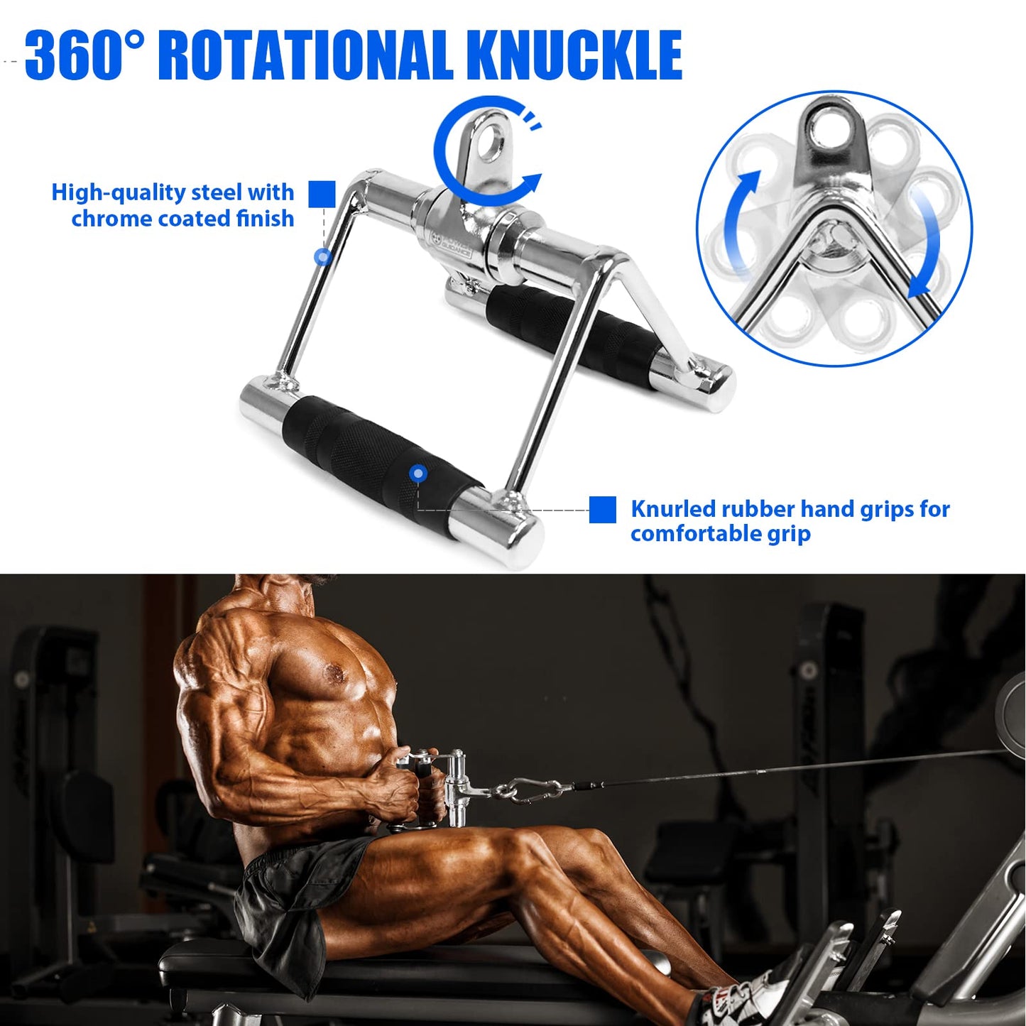 POWER GUIDANCE Cable Machine Attachment, LAT Pulldown Attachments, Cable Attachments for Gym, Home Gym Accessories (3.0 V Handle + Triceps Rope + V-Shaped Bar)
