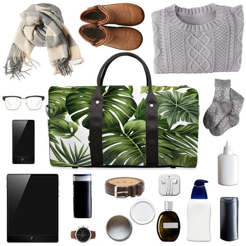 Zestdesign Green Palms Leaf Travel Duffle Bag for Women Men Gym Duffel Foldable Bag Waterproof Weekender Tropical Plants Duffle Tote