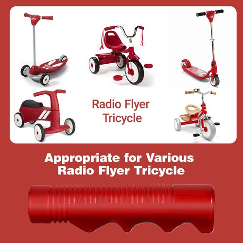 Handlebar Grips Compatible with Radio Flyer Tricycle, 3/4 Inch Bicycle Grip, Kids Non-Slip-Bicycle Handlebar Grips, 1 Pair Red Tricycle HandlebarGrips