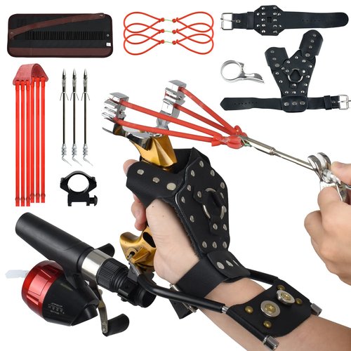 JTXCDFHMJ Slingshot,Wrist Support Rocket Fishing and Hunting,Dual Purpose Slingshot for Hunting Hand (Gold Right)