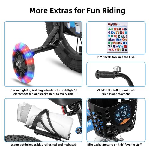 JOYSTAR Pluto Kids Bike 14 Inch BMX Style Children Bicycles with Training Wheels for Boys Girls Age 3-5 Years Blue