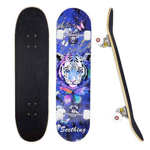 CLYCTIP Complete Skateboards- Standard for Beginners Kids Boys Girls Teenager- 31''x 8''Canadian Maple Cruiser Pro Skate Board