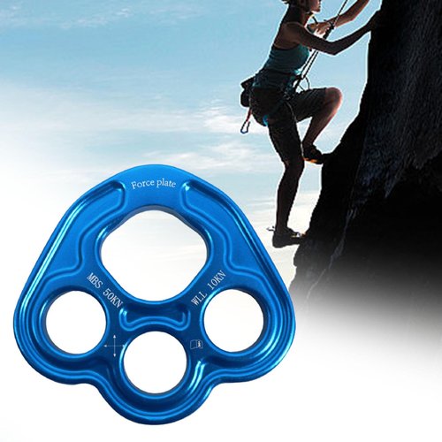 YueShengYCHUANG Outdoor 4 Holes Paw Rigging Plate Rope Access Climbing Anchor Sturdy Work Outdoor Activities Climbing Equipment, Blue