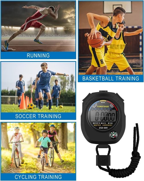 FomaTrade Waterproof Stopwatch,Digital Stopwatch Timer,Sport Stop Watch,Interval Timer with Large Display (1) (1)