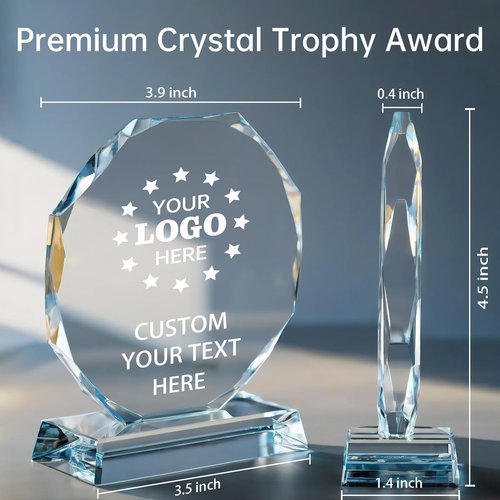 Thryonix Personalized Crystal Trophy Award – Custom Awards and Trophies for Employees, Coworkers, Boss – Retirement, Farewell, Appreciation, Recognition Gifts – Custom Engraved Plaques