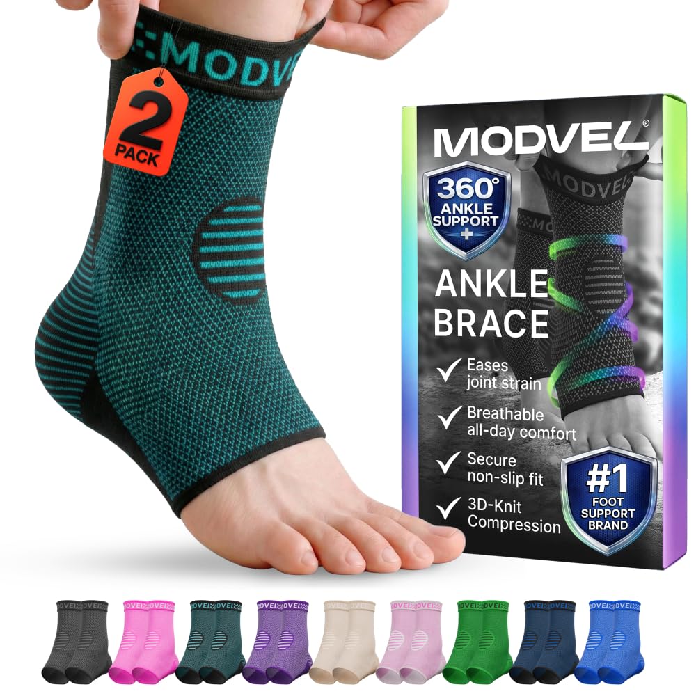 Modvel Foot & Ankle Brace Socks for Sprained Ankle Compression Sleeve - Foot Support for Women & Men - Tendonitis & Arthritis Ankle Brace Sports Running, Torn Ligaments & Women Stabilizing Ankle Wrap