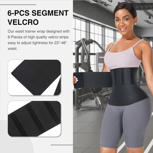 FeelinGirl Waist Trainer for Women Men Waist Wrap Tummy Control Waist Shaper with Loop Waist Trainer for Lower Belly Fat Black