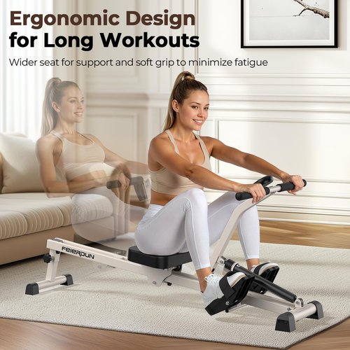 Feierdun Compact Adjustable Rowing Machine for Home 300LBS Weight Capacity with 12 Levels of Resistance for Complete Body Workouts Foldable Hydraulic Rower for Home