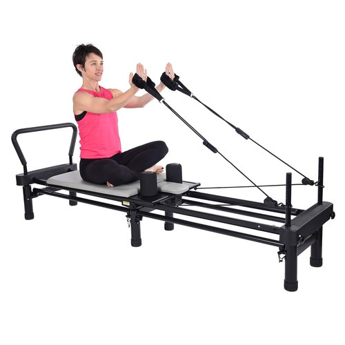AeroPilates Reformer Home Workout Equipment, Pilates Machine w/Resistance, Gray