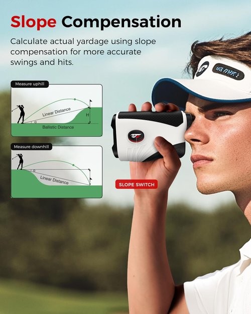 Range Finders Golf,1200 Yards Laser Golf Rangefinder with Slope,7X Magnification,IP54 Waterproof,Rechargeable Battery Magnetic Strip Laser Rangefinders,Pin Flag Pole Lock(Pearl White)