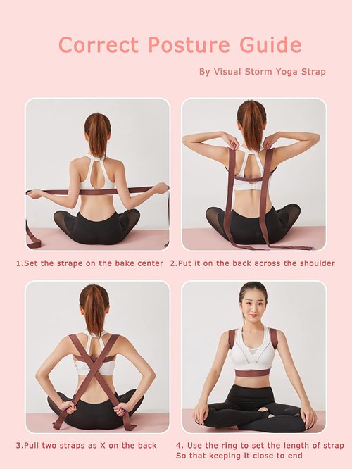 8ft Cotton Yoga Strap for Stretching with a D-Ring, Thick Cotton Nylon Yoga Belt with Extra Safe Metal Loops with Bag Set, 250g Nylon Durable Fitness Stretch Belt with Buckle As Physcial Therapy Bands Workout (Brown)